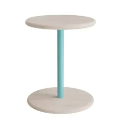 Taburet Donut 7301T, hvidpigmenteret ask, turkis understel