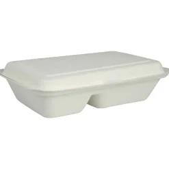 Take away boks, Abena Gastro, 250,9x162x63,2mm, hvid, sukkerrør, 2-rums, PFAS fri - 500 stk
