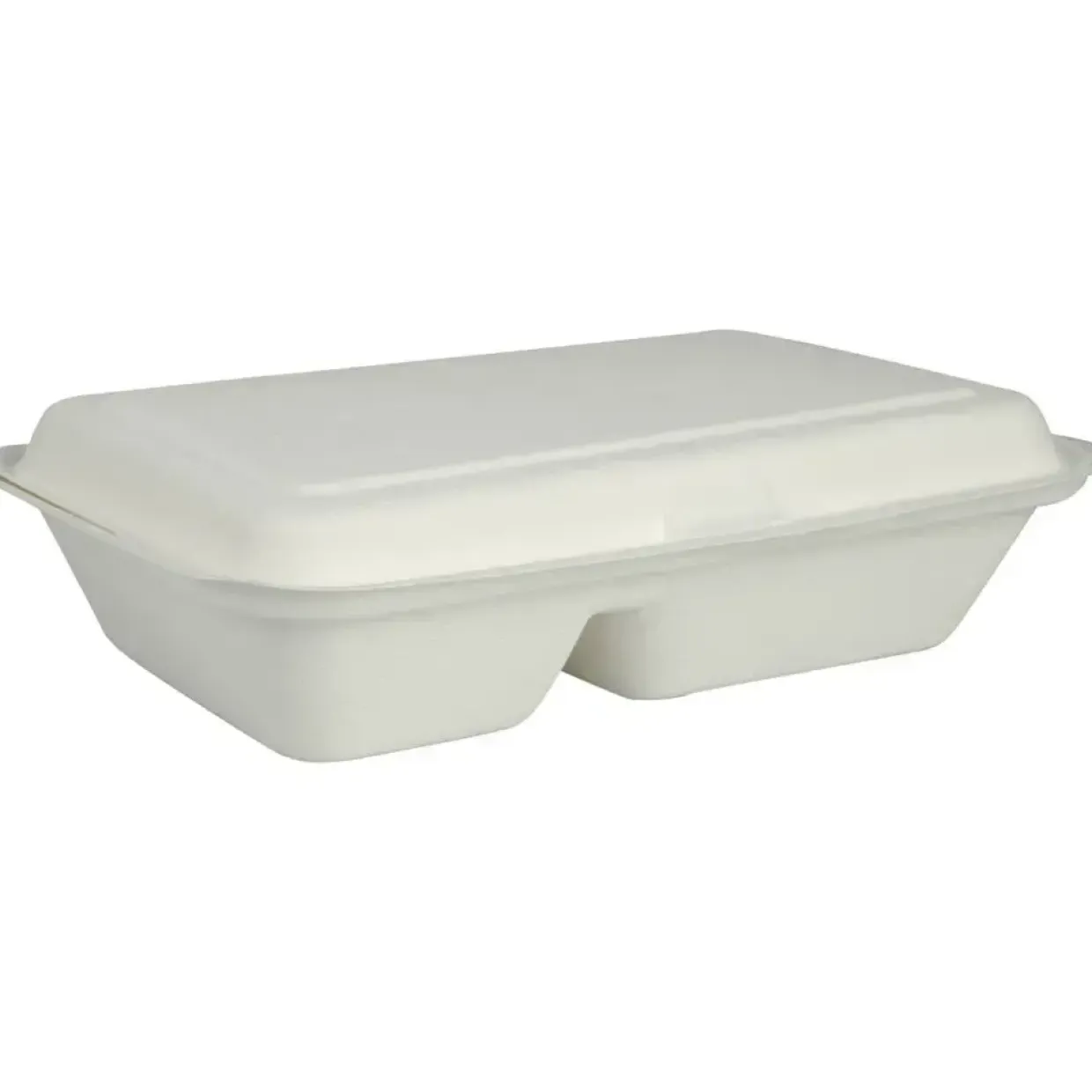 Take away boks, Abena Gastro, 250,9x162x63,2mm, hvid, sukkerrør, 2-rums, PFAS fri - 500 stk