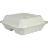 Take away boks, Abena Gastro, 223x200x78mm, hvid, sukkerrør, 3-rums, PFAS fri - 200 stk