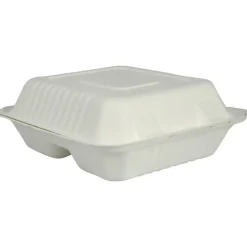 Take away boks, Abena Gastro, 223x200x78mm, hvid, sukkerrør, 3-rums, PFAS fri - 200 stk