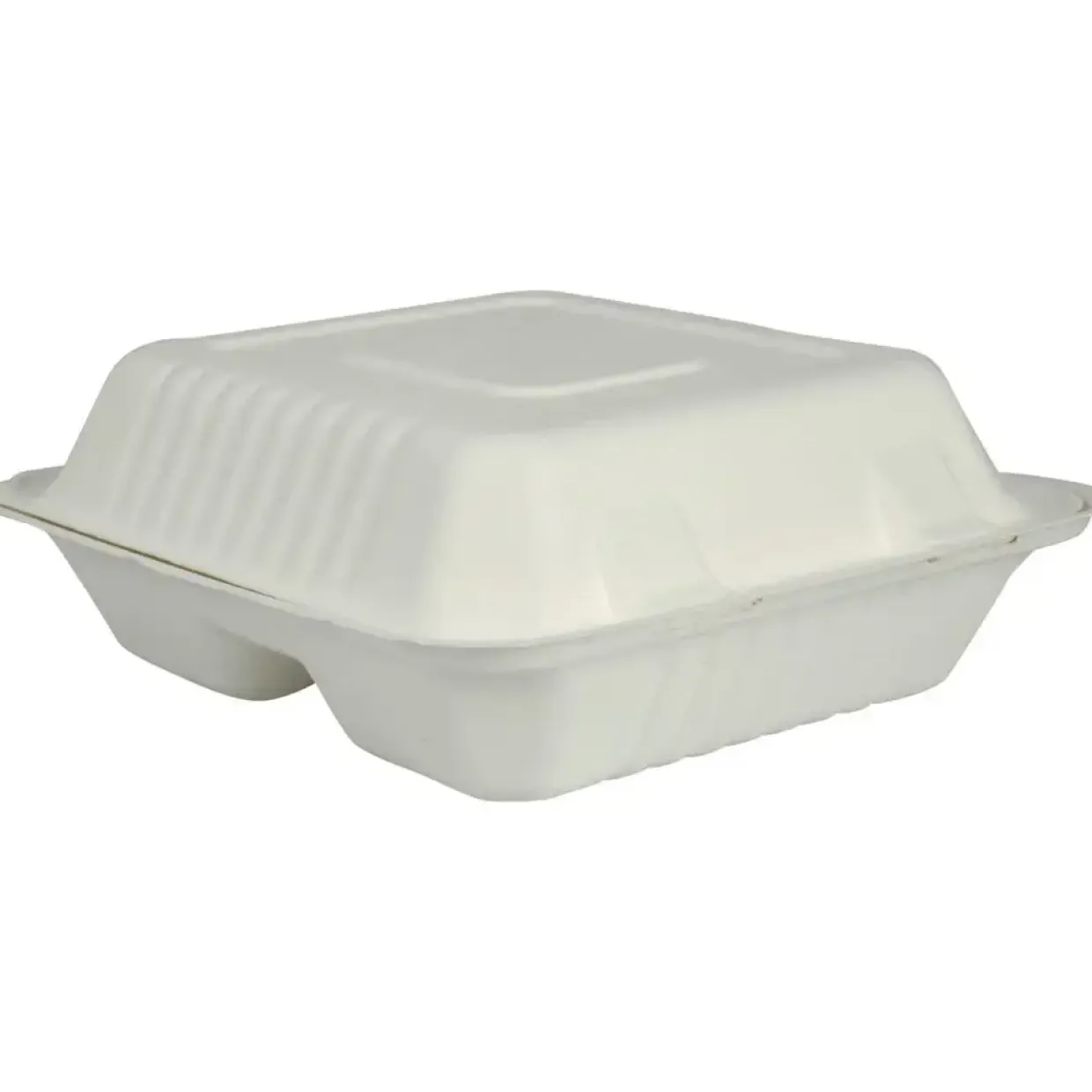 Take away boks, Abena Gastro, 223x200x78mm, hvid, sukkerrør, 3-rums, PFAS fri - 200 stk