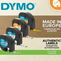 Tape - Dymo LetraTAG - Stryg-på - Hvid - 12 mm x 2 m - 1 rulle