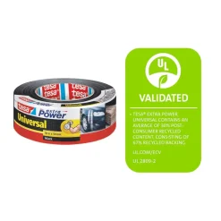 Tape - Tesa - Extra Power Universal - 60% Recycled Plastic - 50mm x 10m - Sort - 6 stk