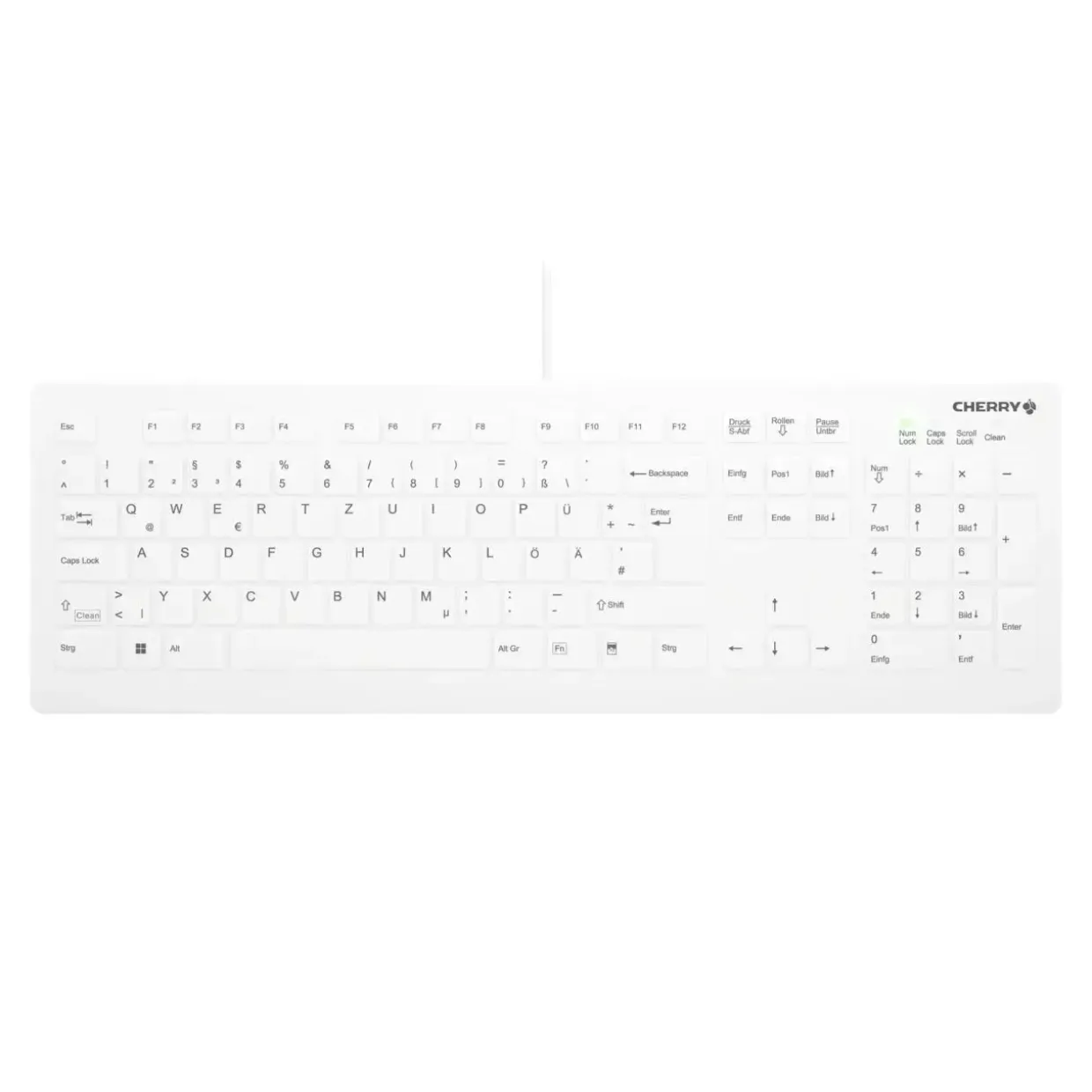 Tastatur, Cherry Active Key Flat Profile Hygiene Desktop Keyboard Sealed USB, White