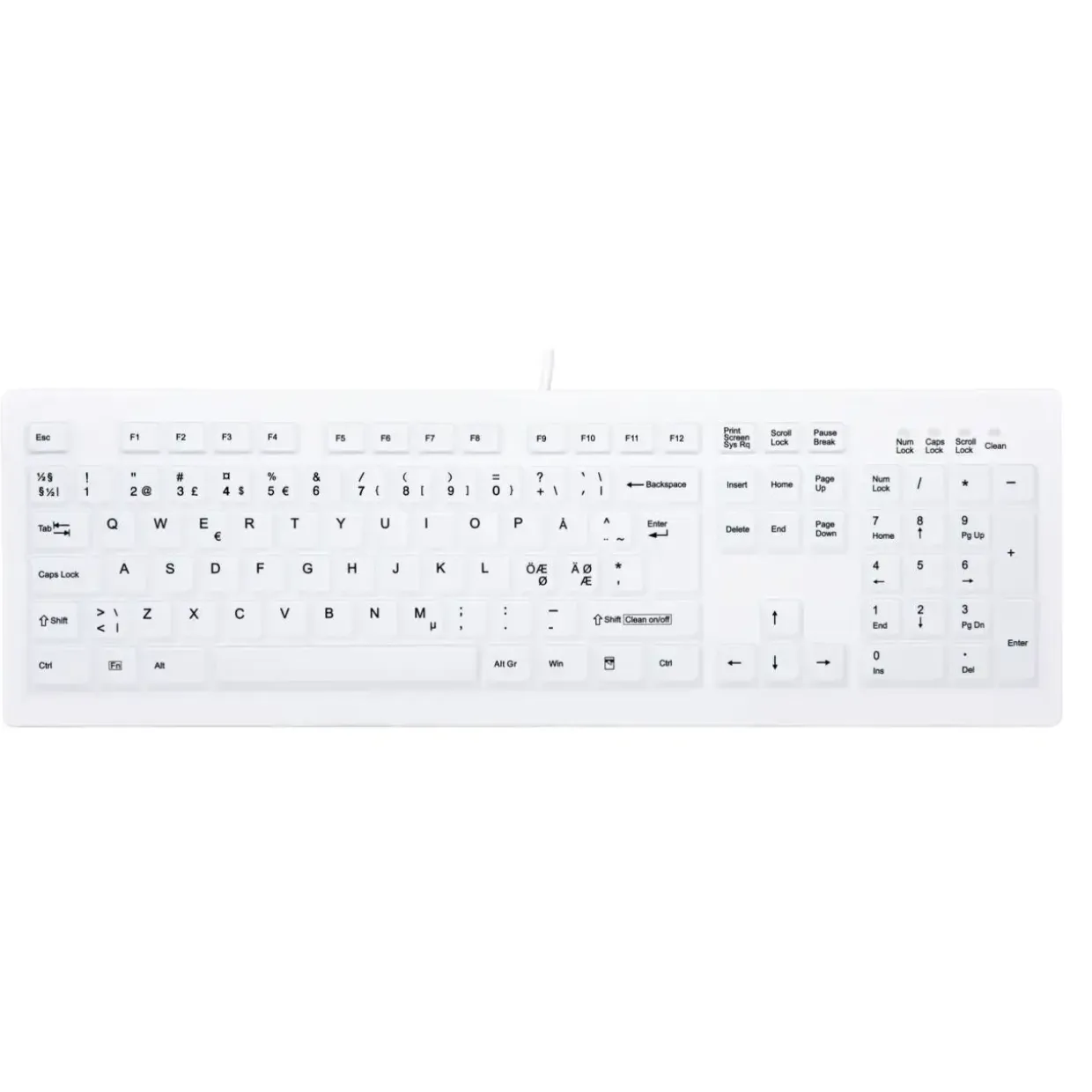 Tastatur, Cherry Active Key Hygiene Desktop Keyboard Sealed Watertight USB, White