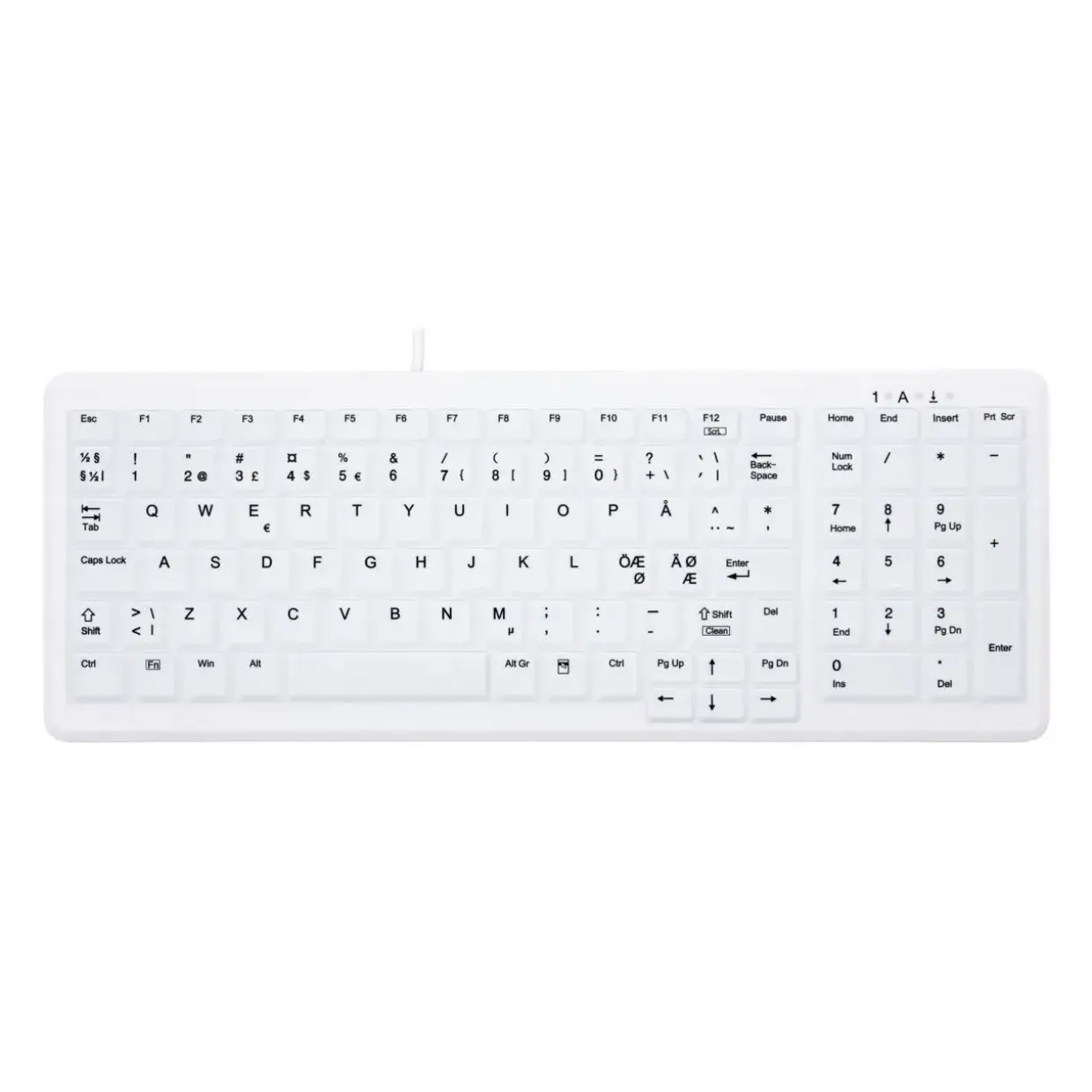 Tastatur, Cherry Active Key Hygiene Compact Keyboard NumPad Sealed USB, White