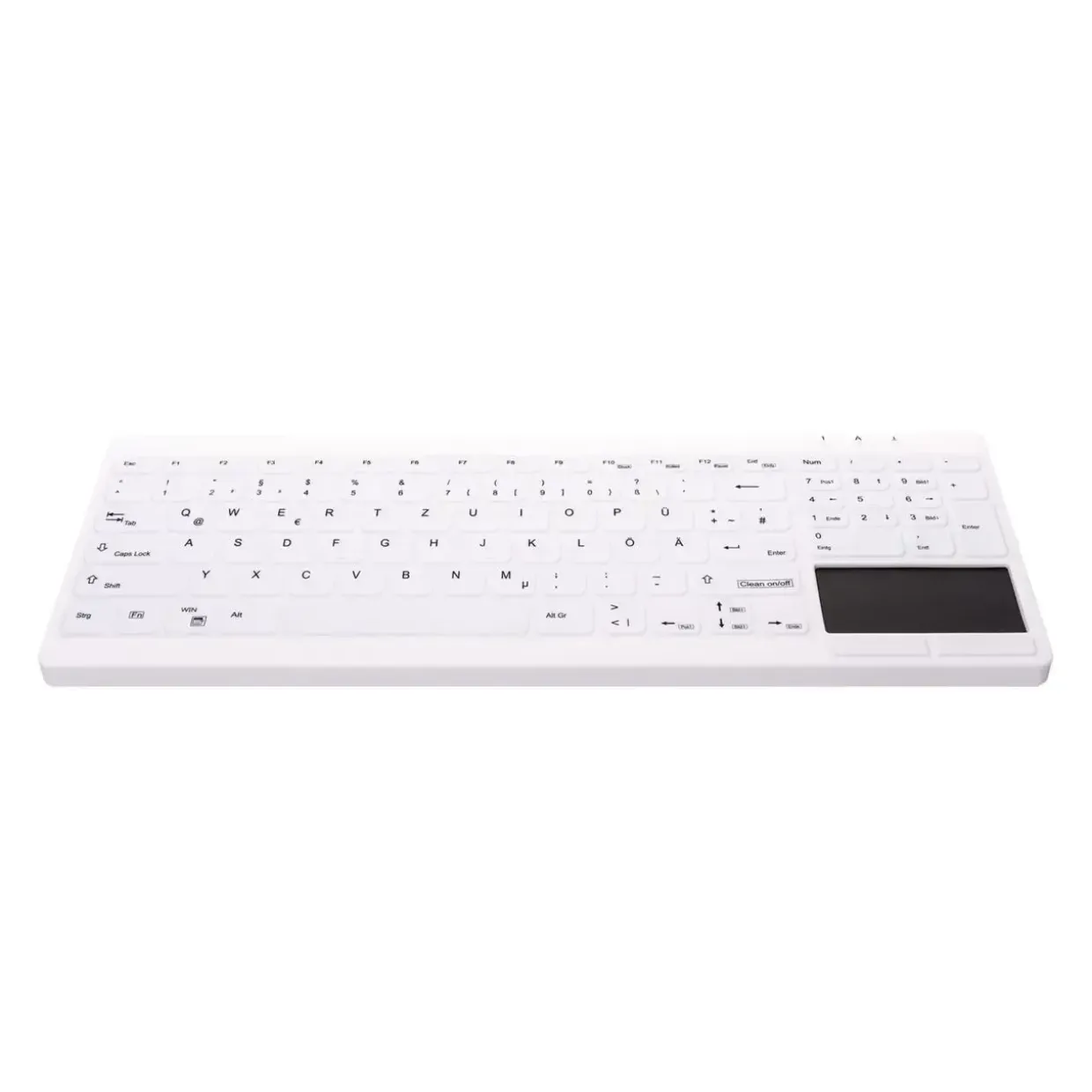 Tastatur, Cherry Active Key Hygiene Compact Touchpad Keyboard NumPad Sealed White