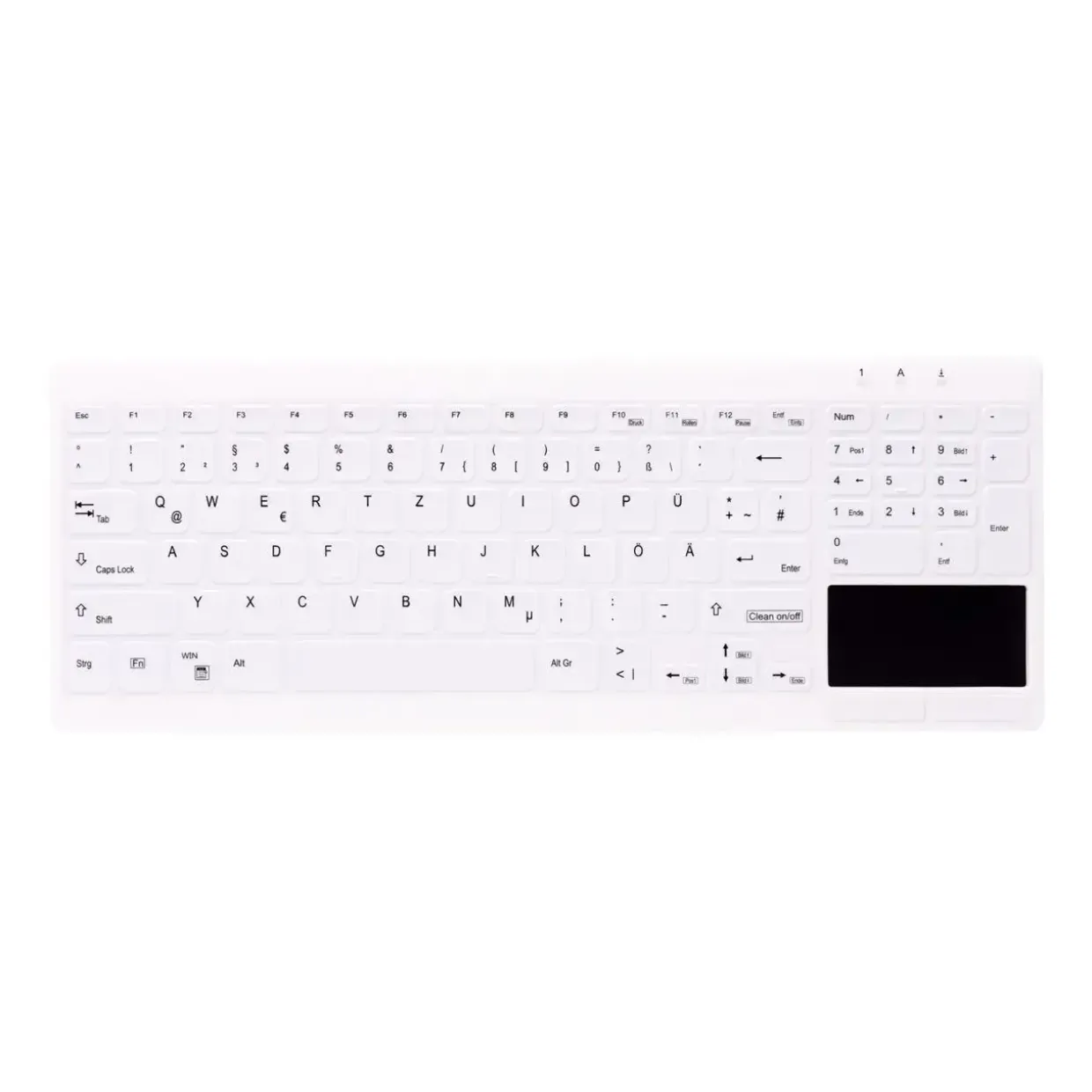 Tastatur, Cherry Active Key Hygiene Compact Touchpad Keyboard NumPad Sealed White