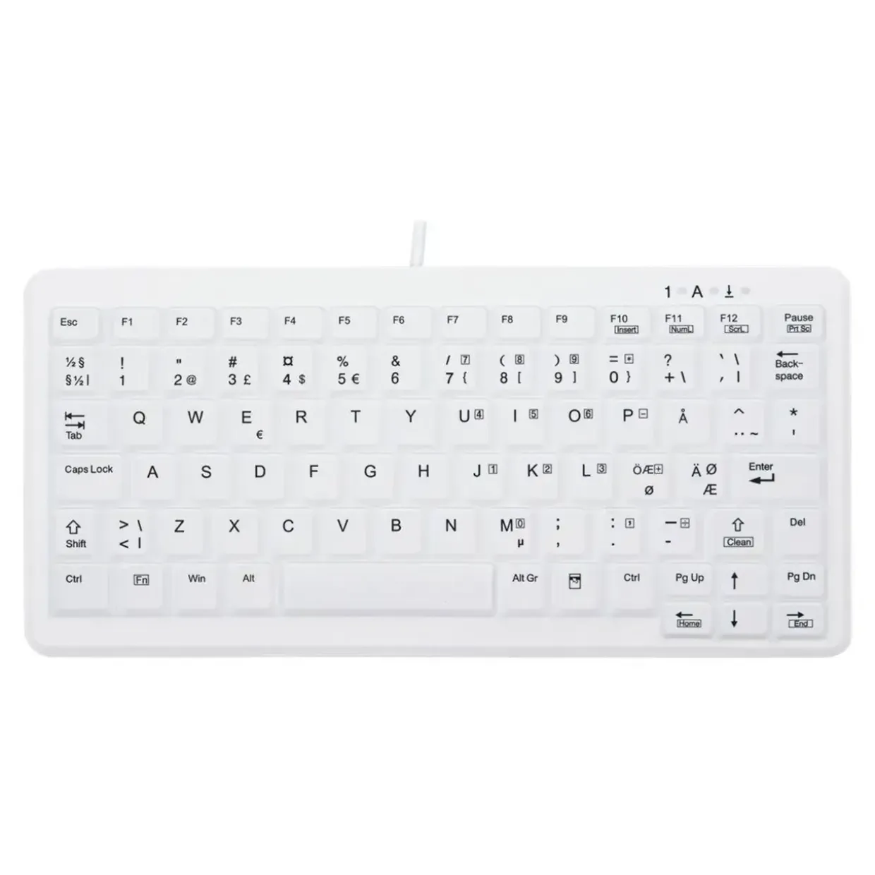 Tastatur Cherry Mini Notebook Style Keyb. Fully Sealed USB, hvid - Køb minimum 20 stk.