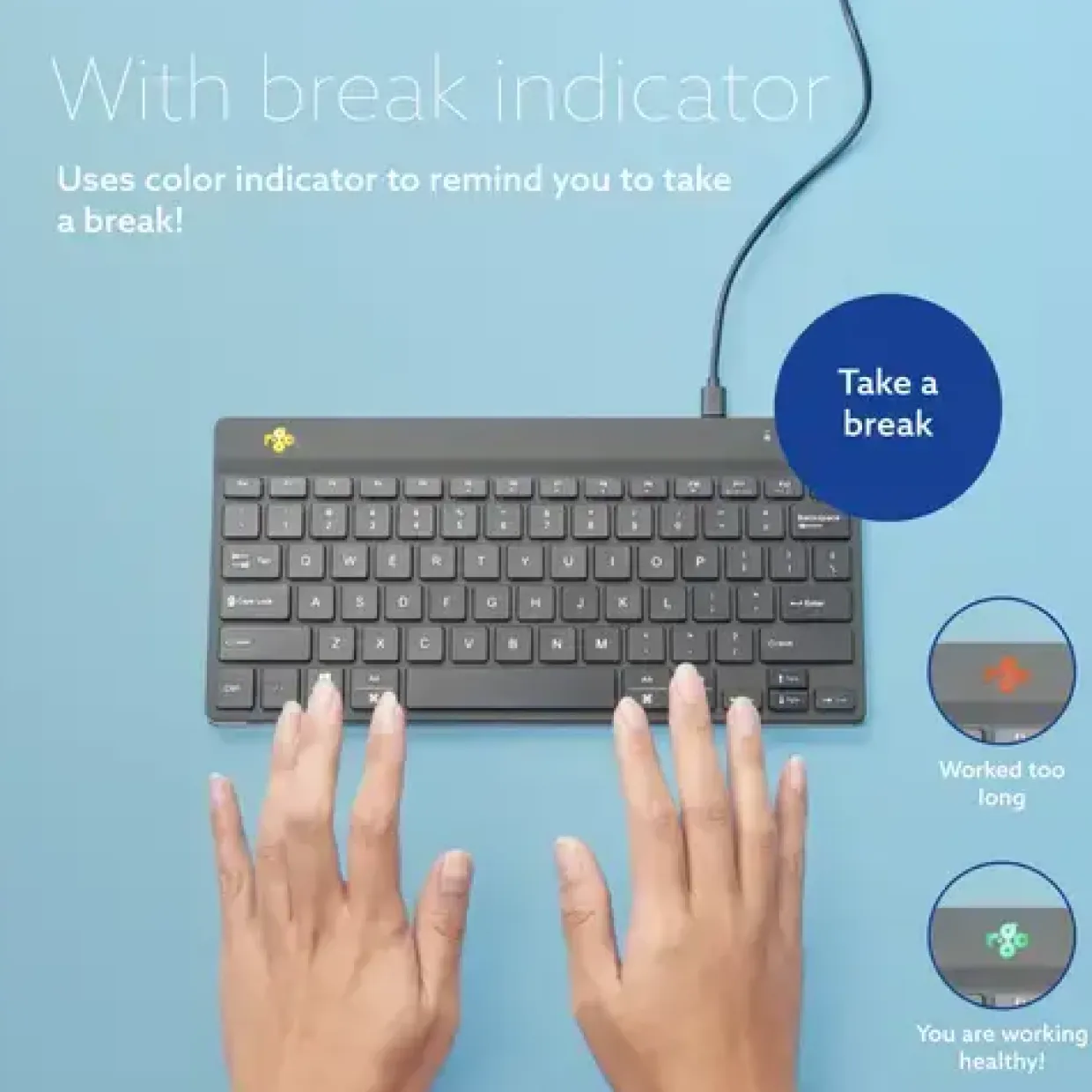 Tastatur R-Go Compact Break ergonomic wired keyboard Black (Italian)