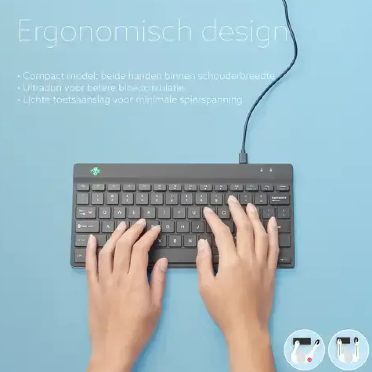 Tastatur R-Go Compact Break ergonomic wired keyboard Black (Italian)