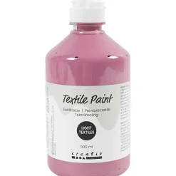 Tekstilmaling, halvdækkende, mørk rosa, 500 ml/ 1 fl.