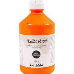 Tekstilmaling, halvdækkende, neon orange, 500 ml/ 1 fl.