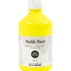 Tekstilmaling, halvdækkende, neon gul, 500 ml/ 1 fl.