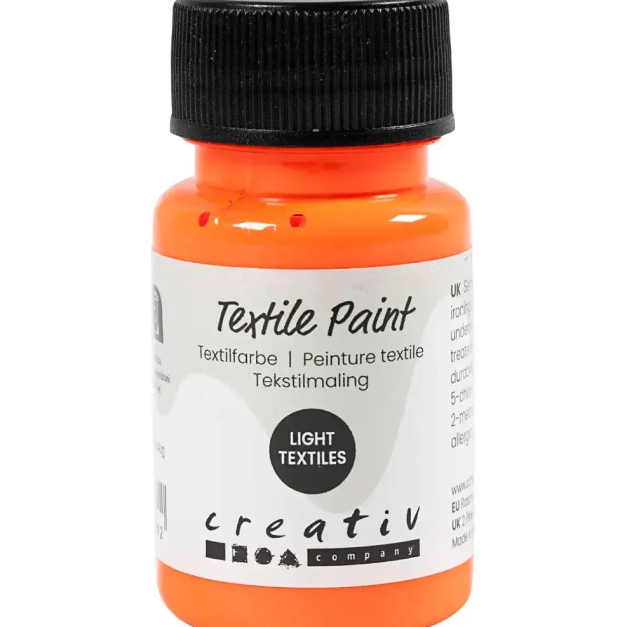 Tekstilmaling, halvdækkende, neon orange, 50 ml/ 1 fl.