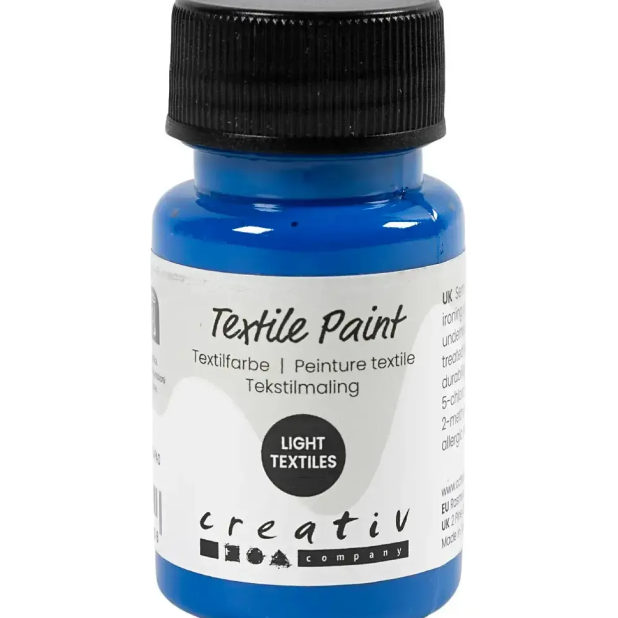 Tekstilmaling, halvdækkende, primær blå, 50 ml/ 1 fl.