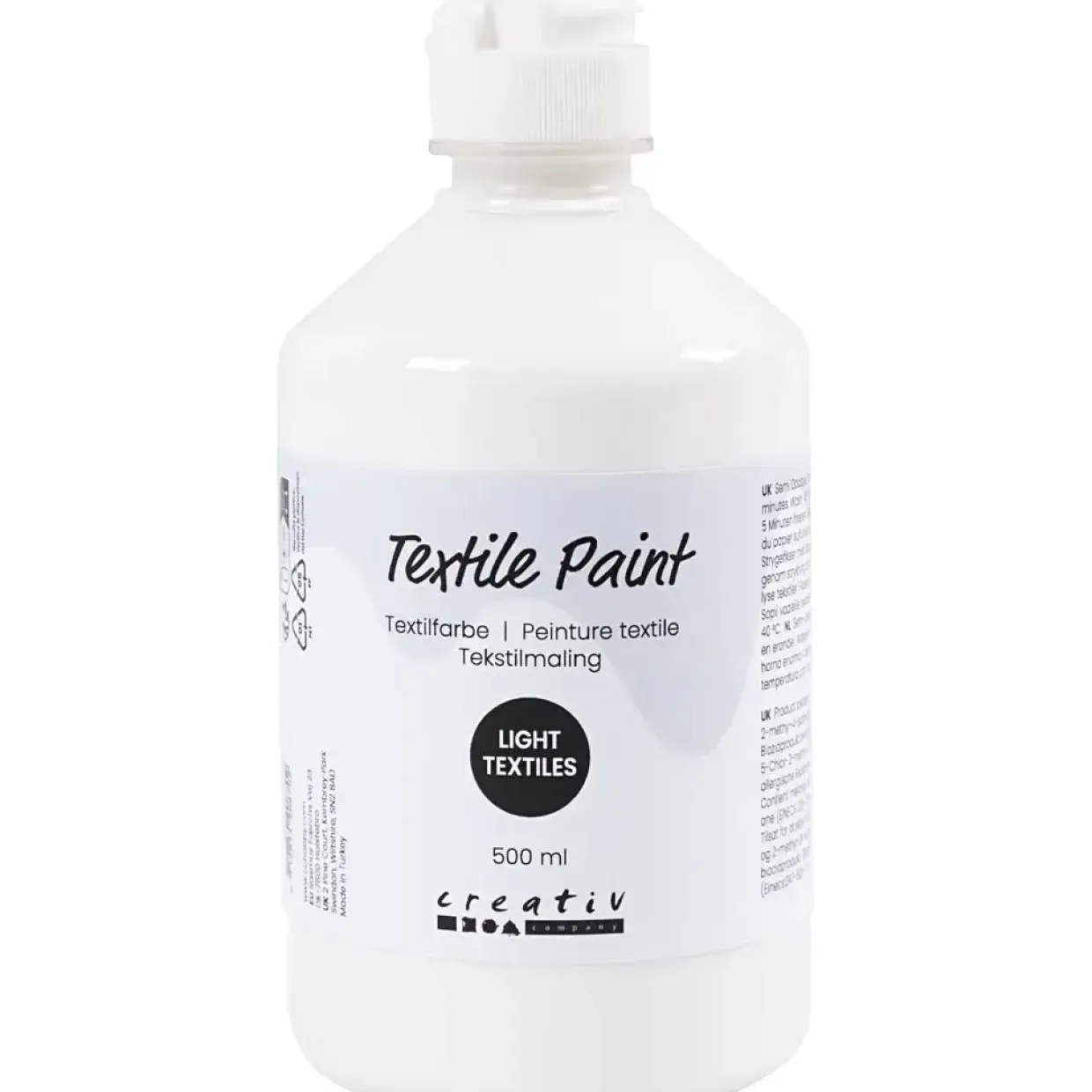 Tekstilmaling, halvdækkende, sort, 500 ml/ 1 fl.
