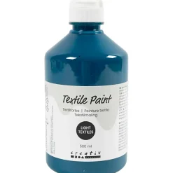 Tekstilmaling, halvdækkende, turkisblå, 500 ml/ 1 fl.
