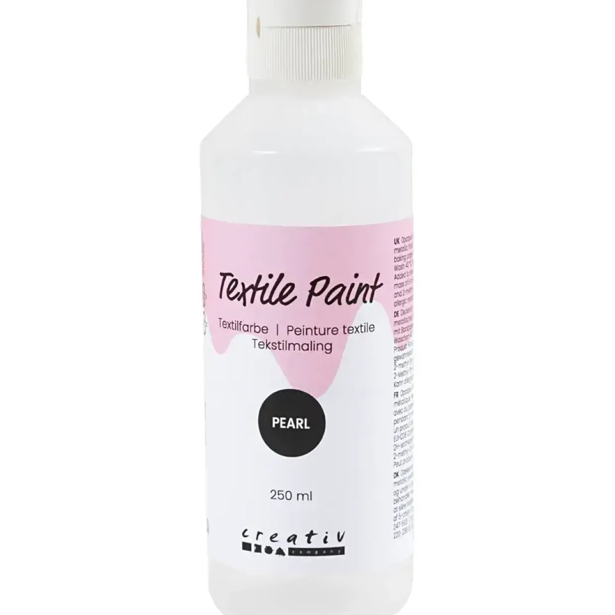 Tekstilmaling, perlemor, dækkende, sølv, 250 ml/ 1 fl.