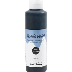 Tekstilmaling Solid, dækkende, sort, 250 ml/ 1 fl.