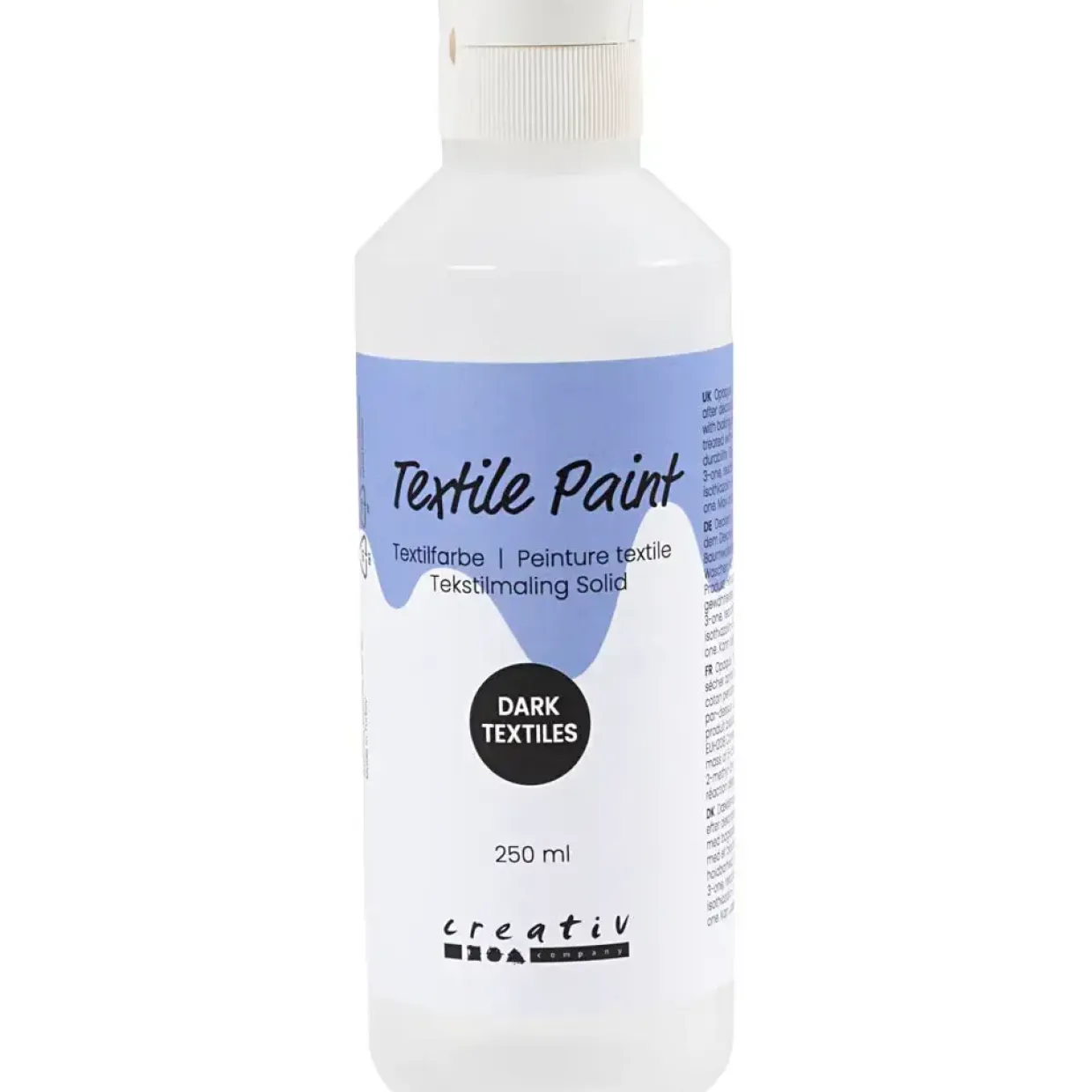 Tekstilmaling Solid, dækkende, hvid, 250 ml/ 1 fl.
