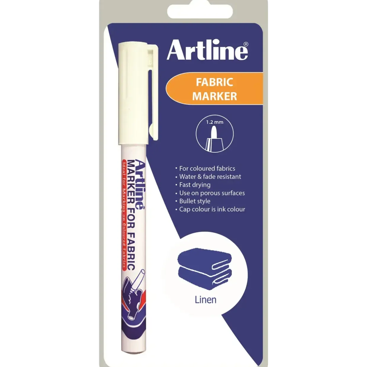 Tekstilpen - Artline - Hvid - 1,2 mm - 1 stk