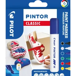 Tekstiltusch - Stentusch Pilot Pintor assorteret medium Classic Mix - 6 stk pr pakke