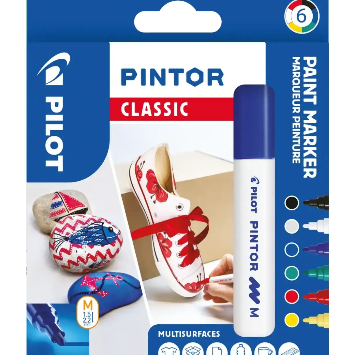 Tekstiltusch - Stentusch Pilot Pintor assorteret medium Classic Mix - 6 stk pr pakke