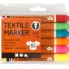Tekstiltusch, stregtykkelse: 2-4 mm, neonfarver, 6stk.