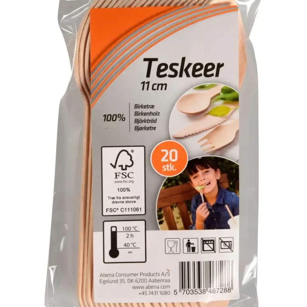 Teske Engangsservice, Consumer, 11cm, natur, birketræ - 34 pakker