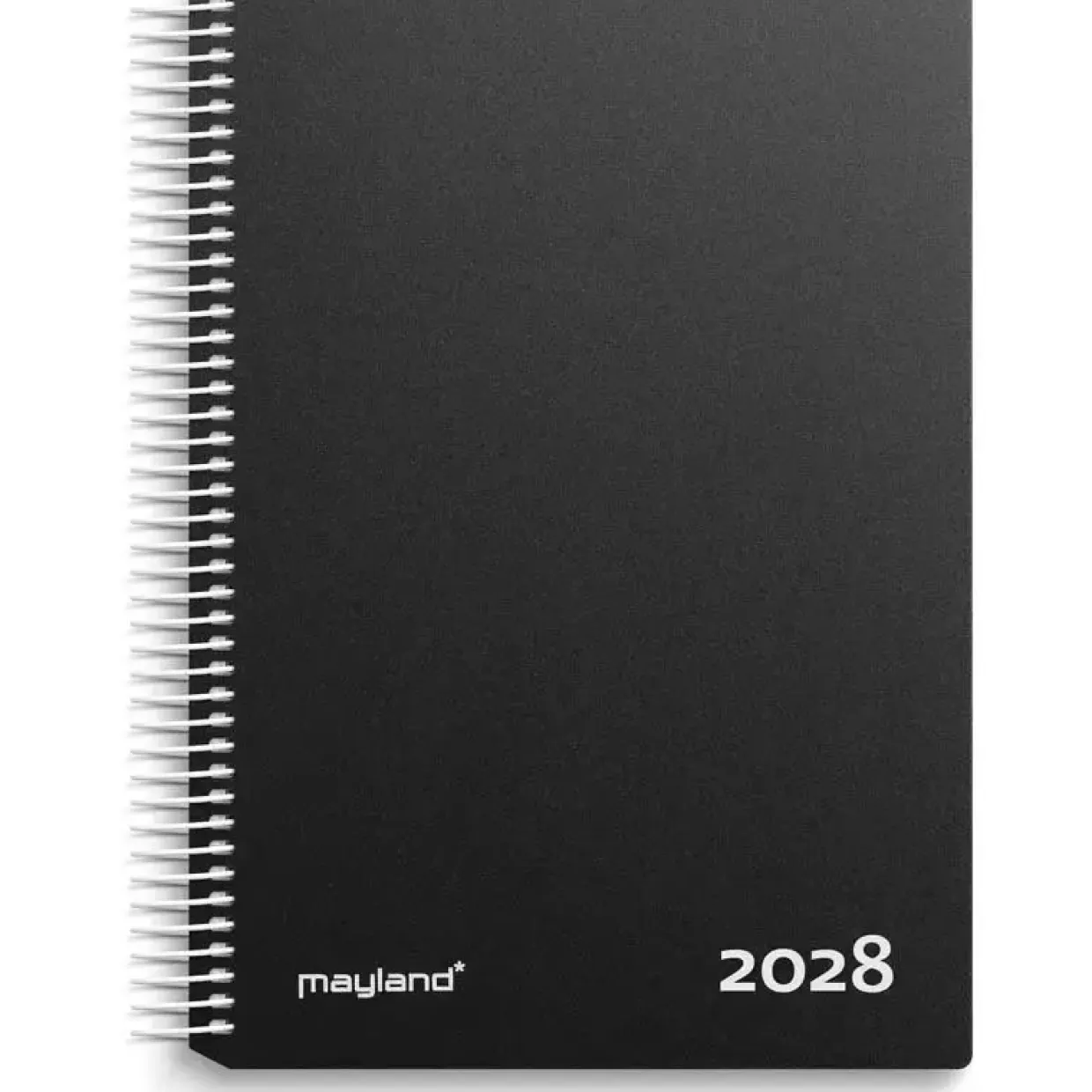 Timekalender dag - 190x242mm - Spiral - PP-plast - Sort - 2028 - Mayland - 28218000