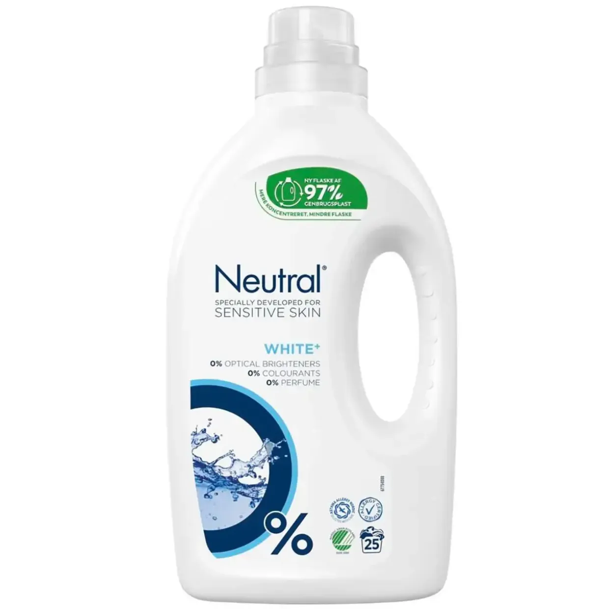 Tøjvask Flydende Neutral White uden Parfume/Blegemiddel/Optisk hvidt 1250 ml - 6 fl x 1250 ml/krt