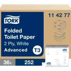 Toiletpapir Ark, 114277 Tork Bulk T3 Advanced, 2-lags - 36x252 stk