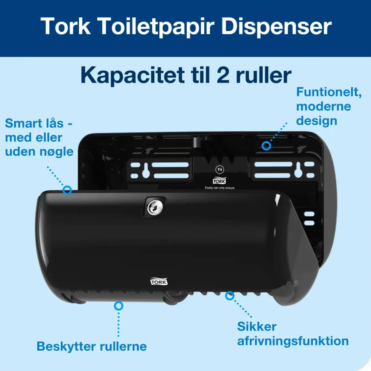 Toiletpapirdispenser Tork 557008 T4 twin - sort
