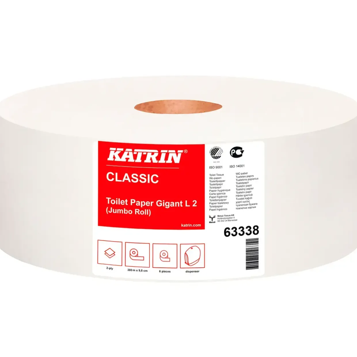 Toiletpapir, Katrin 63338, C Gigant L2 2-lags - 6 ruller