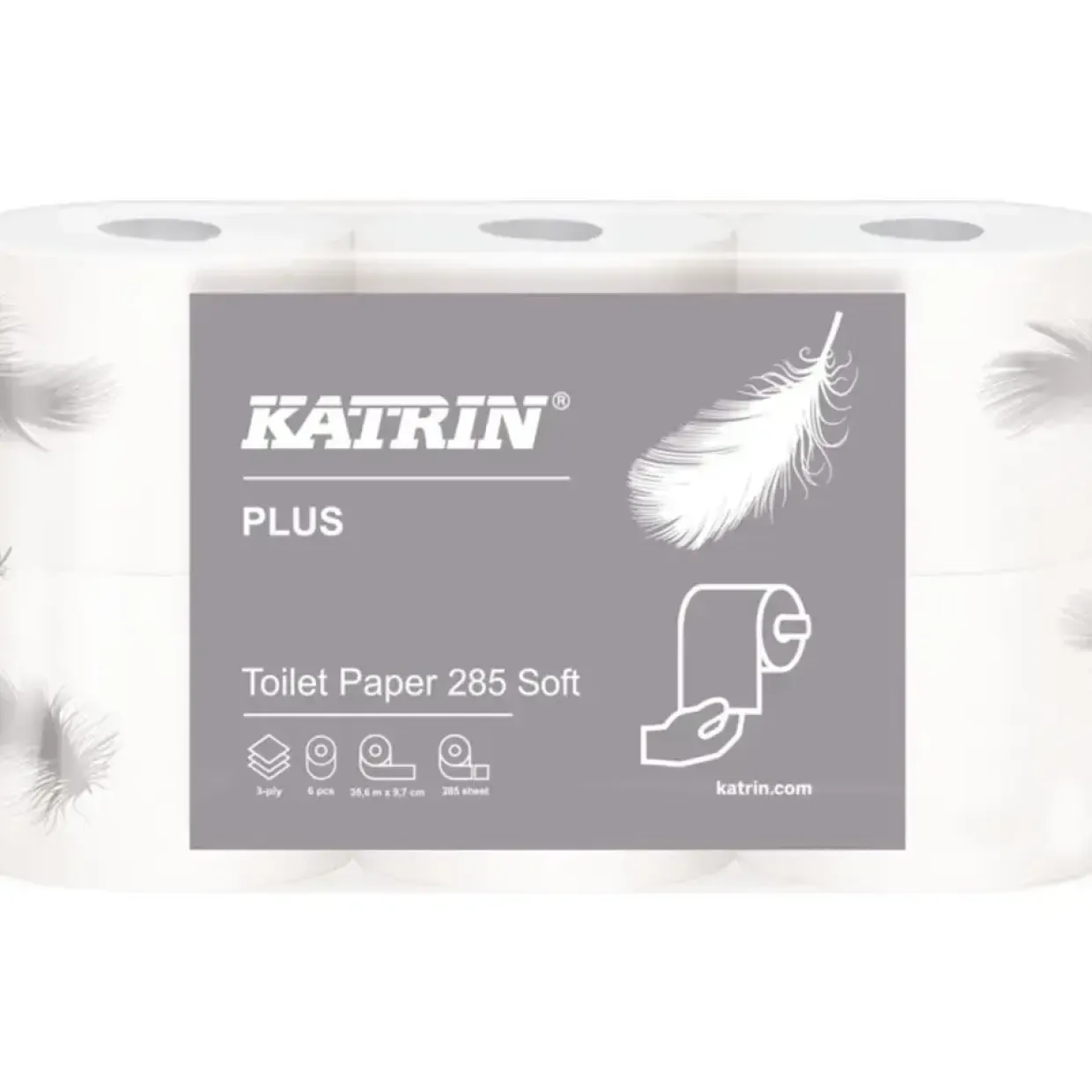 Toiletpapir - Katrin Plus 38411 - 3-lags - 35,6 m - Hvid - 42 stk