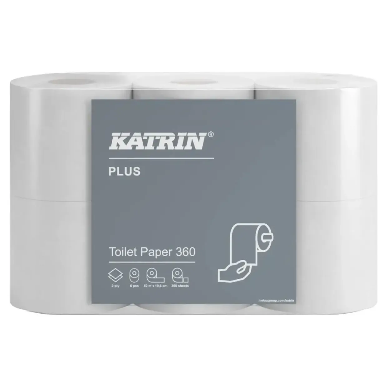 Toiletpapir, Katrin 181003 Plus, 2-lags, hvid, 10,60 cm x 50,40 meter - 360 ark - 42 stk