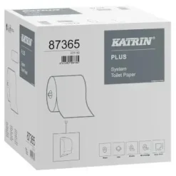 Toiletpapir, Katrin Plus, System, L85.5mxB10cm, 2-lag, Hvid, svanemærket, Nyfiber - 36 rl/krt