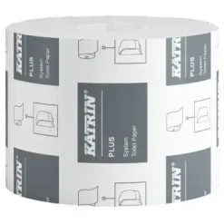 Toiletpapir, Katrin Plus, System, L85.5mxB10cm, 2-lag, Hvid, svanemærket, Nyfiber - 36 rl/krt