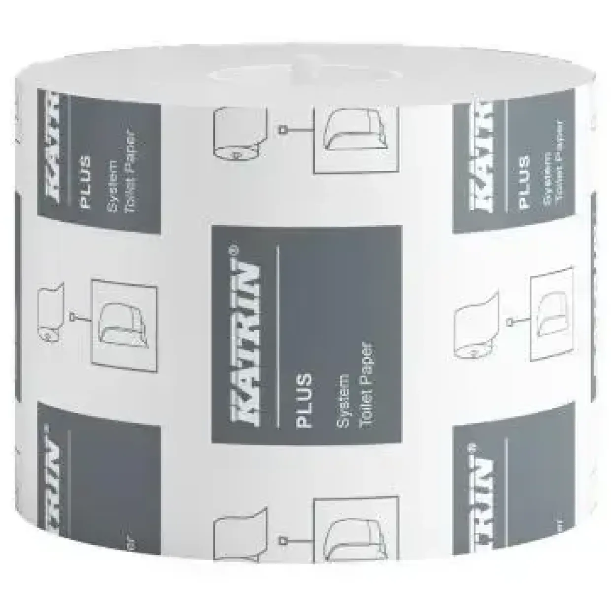 Toiletpapir, Katrin Plus, System, L85.5mxB10cm, 2-lag, Hvid, svanemærket, Nyfiber - 36 rl/krt