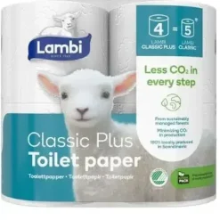 Toiletpapir - Lambi - Classic Plus - 3-lag - L25.5m - Hvid - 7 pk x 4 rl/sæk