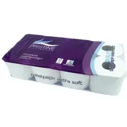 Toiletpapir - Pristine Extra Soft - 3-lag - Hvid - Nyfiber - Ø12 cm - 33,75 m x 9,6 cm - 9 pk x 8 rl