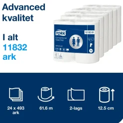 Toiletpapir Tork 120261 Advanced T4 2-lags - 24 ruller