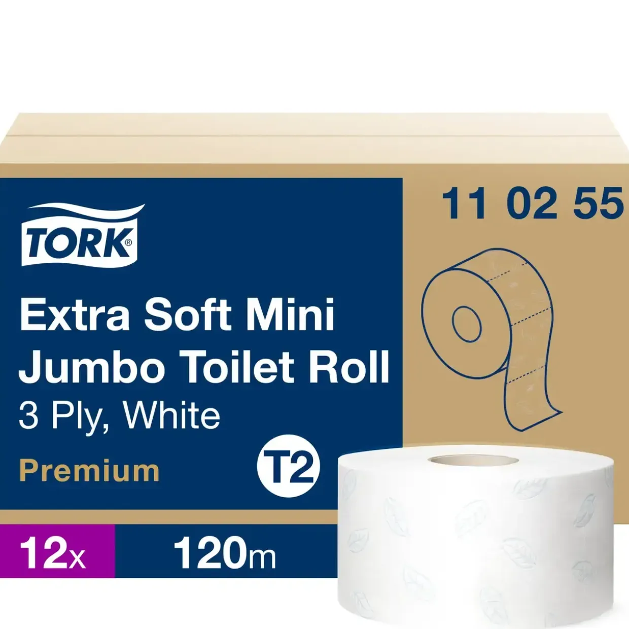 Toiletpapir Tork 110255 Jumbo Mini T2 Premium ES 3-lag - 12 Jumbo ruller