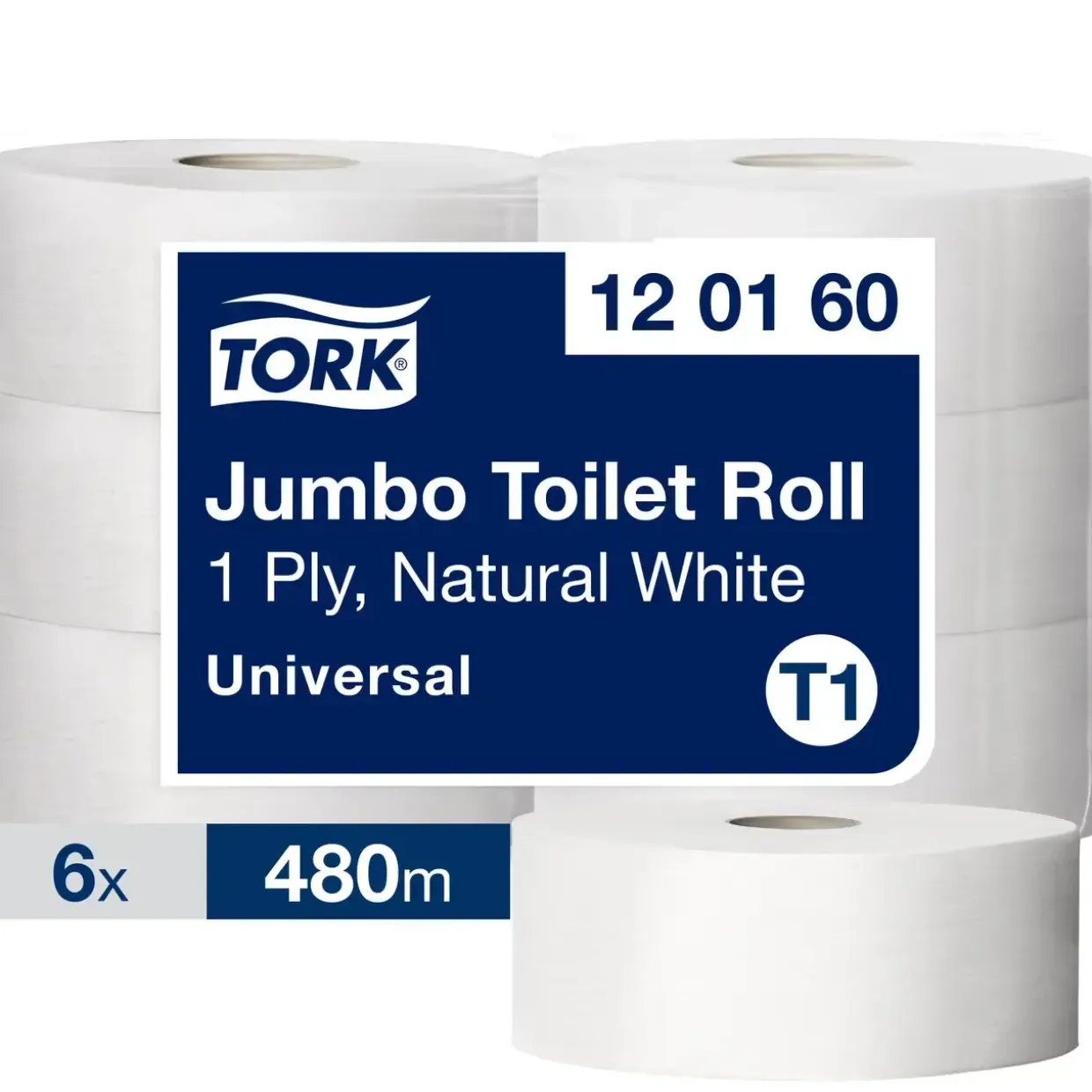 Toiletpapir Tork 120160 Jumbo T1 Universal 1-lag - 6 ruller