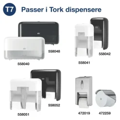 Toiletpapir Tork 472620 OptiServe T7 1-lags hvid u/hylse 143,8m - 24 ruller