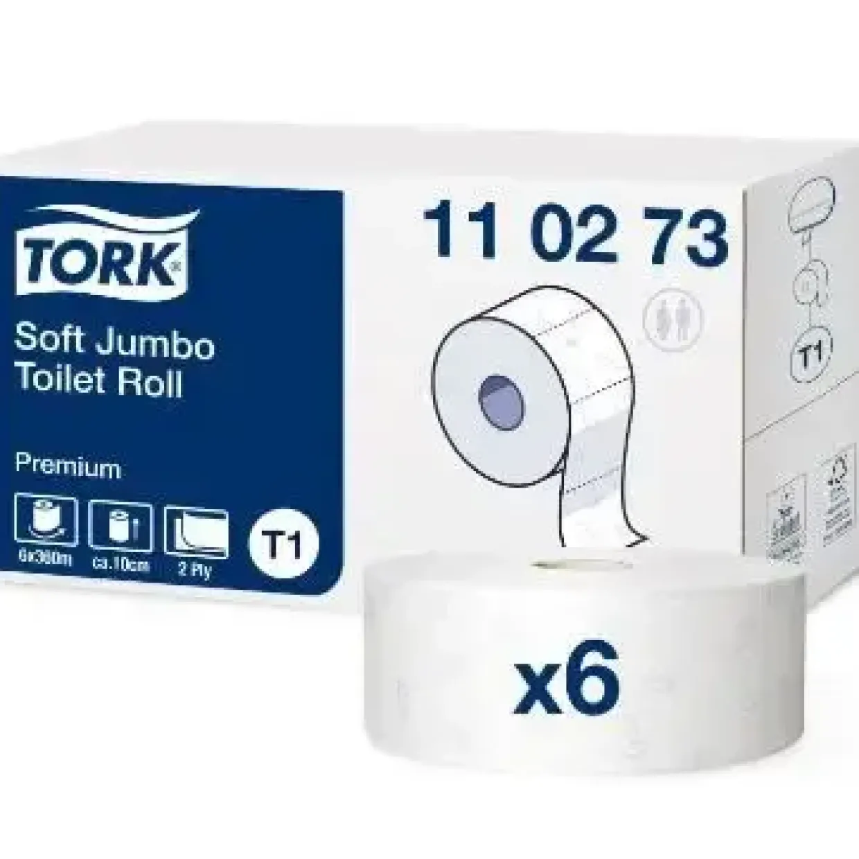 Toiletpapir Tork 110273 Premium Jumbo T1 Soft 2-lag 360m - 6 rl/krt