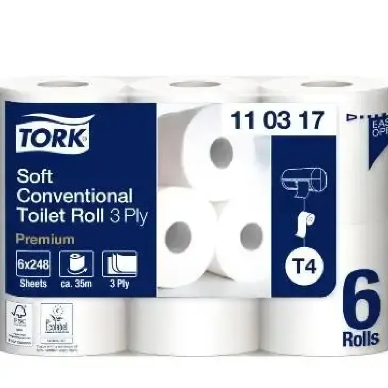 Toiletpapir Tork 110317 Premium T4 premium Extra soft 3-lag 34.7m - 7 pk x 6 rl/krt