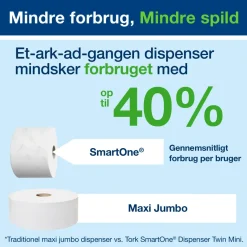 Toiletpapir Tork T9 Advanced 472193 hvid 13,40cm x 111,60m 620 - 12 stk